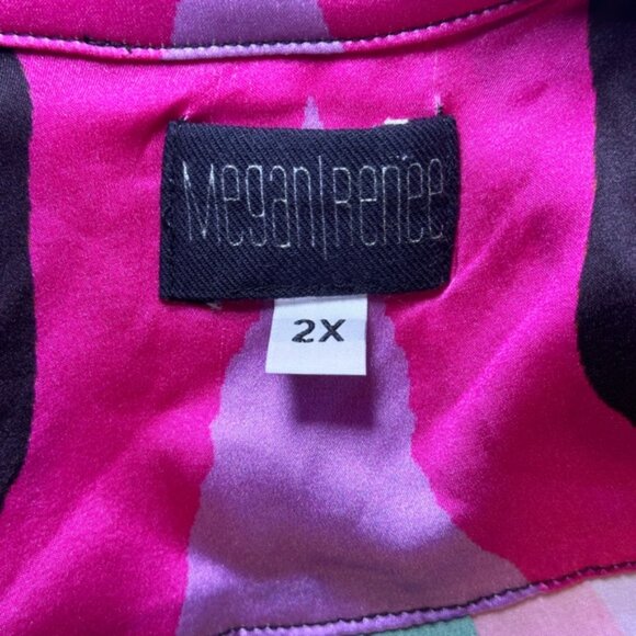 $138 Megan Renee, Organic Silk Button Up Blouse - Plus Size 2X - Colorful & Soft - Picture 8 of 9